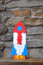 Rocket Ship Space Flight Made in USA Toy Wooden Puzzle