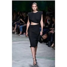 VERSACE RUNWAY CUTOUT MIDI DRESS WITH METAL CLIP SIZE 4-6 US, 40 IT NEW