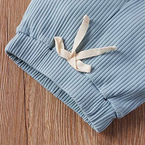 Summer Newborn Baby Boy Girl Clothes Set Ribbed 0-3 Months Ribbed Shorts Blue - Picture 7 of 8