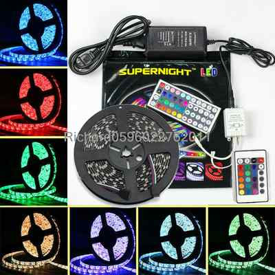 16.4ft 5050 RGB Strip Light Flexible 300LED Flexible Remote Control Power Supply