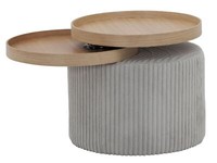 Beistelltisch Couchtisch Hellgrau Texturstoff Abstelltisch Wohnzimmertisch Tisch