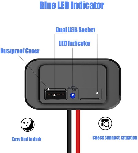 12V Auto Steckdose Dual USB Ladegerät KFZ Buchse Einbau Wohnwage Wohnmobile - Bild 11 von 20