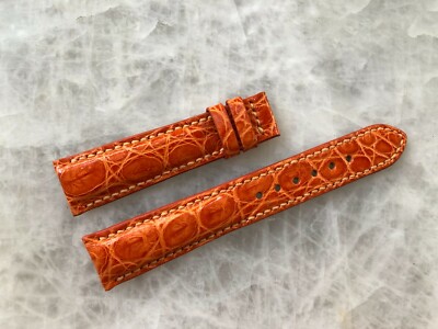 19mm/16mm Orange Alligator Crocodile Embossed Leather Watch Strap Band
