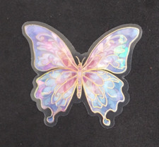 Beautiful Pink Purple Butterfly Transparent Sticker 2" x 2.38" G