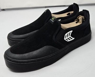 Cariuma Slip On Pro Skate Mens 5.5 Womens 7 Suede and Canvas Black Sneakers