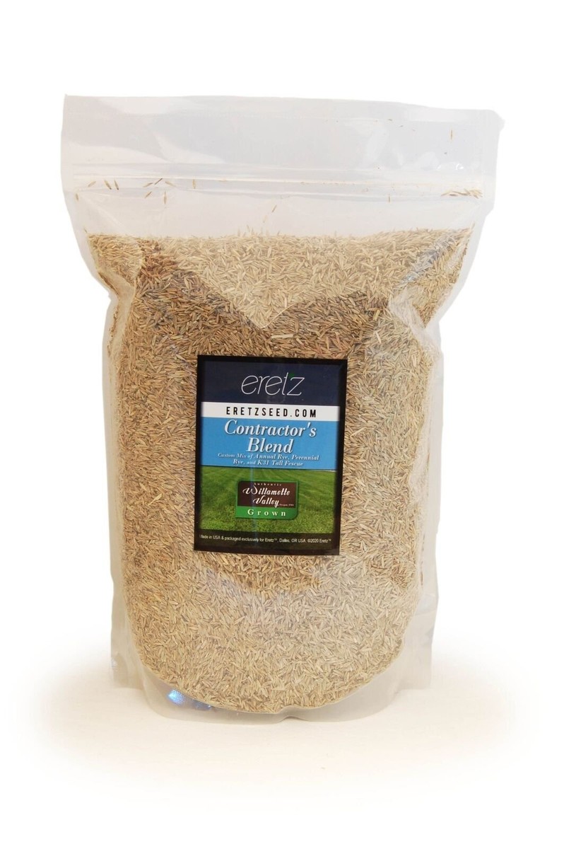 Contractors Grass Seed Blend by Eretz 8oz - Choose Size! Willamette Valley, Oregon Grown. Premium, Number 1 Seeds Only! No Weed Seeds or Fillers.