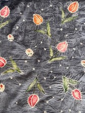 Gray Blue Scarf w Pink  Orange Tulips Rectangle 14 x62 inches