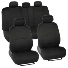 Black Auto Car Seat Covers 5-Seats Front & Rear Cushions Full Set For Dodge