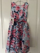 Jona Michelle Big Girl's Pink Floral Fit Flare Fanciful Dress-Size-10