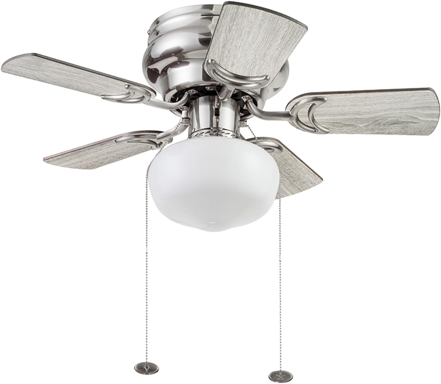 28 Inch Traditional LED Ceiling Fan with Pull Chain and Flush Mount Light