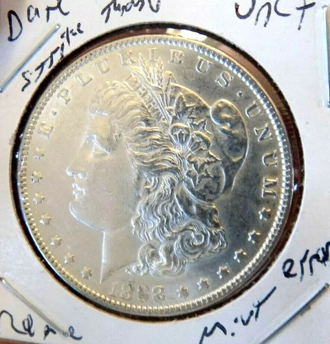 MORGAN SILVER DOLLAR 1898 UNC FROSTY LUSTER MINT ERROR STRIKE THROUGH DATE
