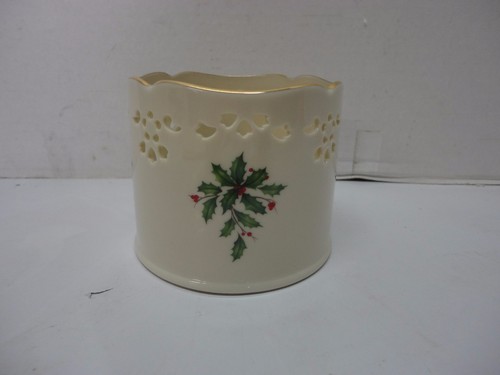 Lenox Holiday Pierced Gold Trimmed Votive or Pillar Candle Holder Holly - Picture 2 of 12