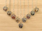 Silver Colour Tree of Life Capped Natural Crystal Stone Heart Necklace UK