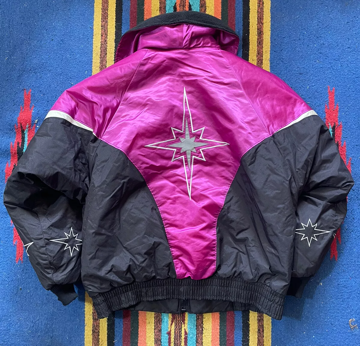 Vintage 90s POLARIS Womens Large Pink Satin Snowmobile Jacket Coat