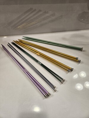 Straight Knitting Needles Lot Of 6 Sets Of 2 Aluminum Sizes Pictured Crochet  1J
