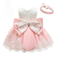 New Lace Baby Pink Party Dress for Girls Princess Toddler Wedding Kids Clothes