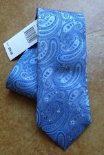 New The Men's Store Bloomingdale's 100 Silk Neck Tie, Paisley Pine, Light Blue