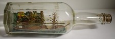 BOTTLE SHIP ANTICA NAVE IN BOTTIGLIA GOLETTA 3 ALBERI CON DIORAMA 1940
