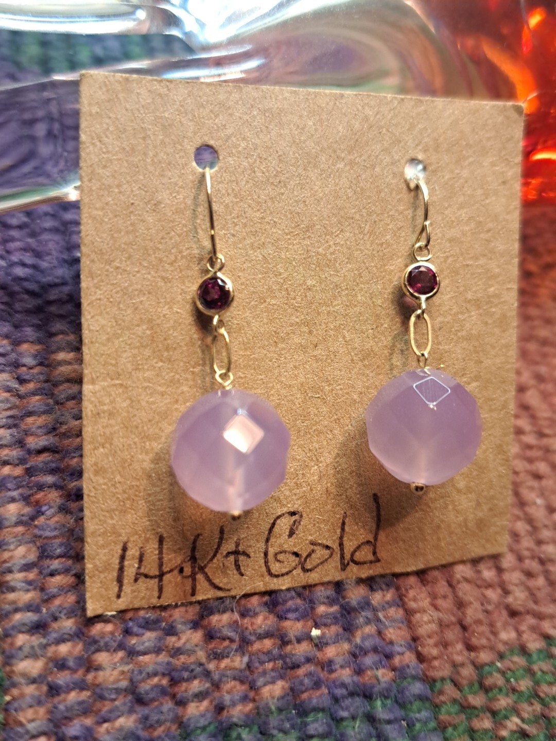 New Solid 14 Karat Solid Yellow Gold Garnet-Pink … - image 7