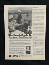 VINTAGE 1973 HITACHI PORTABLE TV PRINT AD!