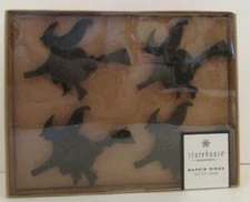 StoreHouse Witch Riding Broom Black Glittered FLY BY NIGHT Napkin Rings Set/4