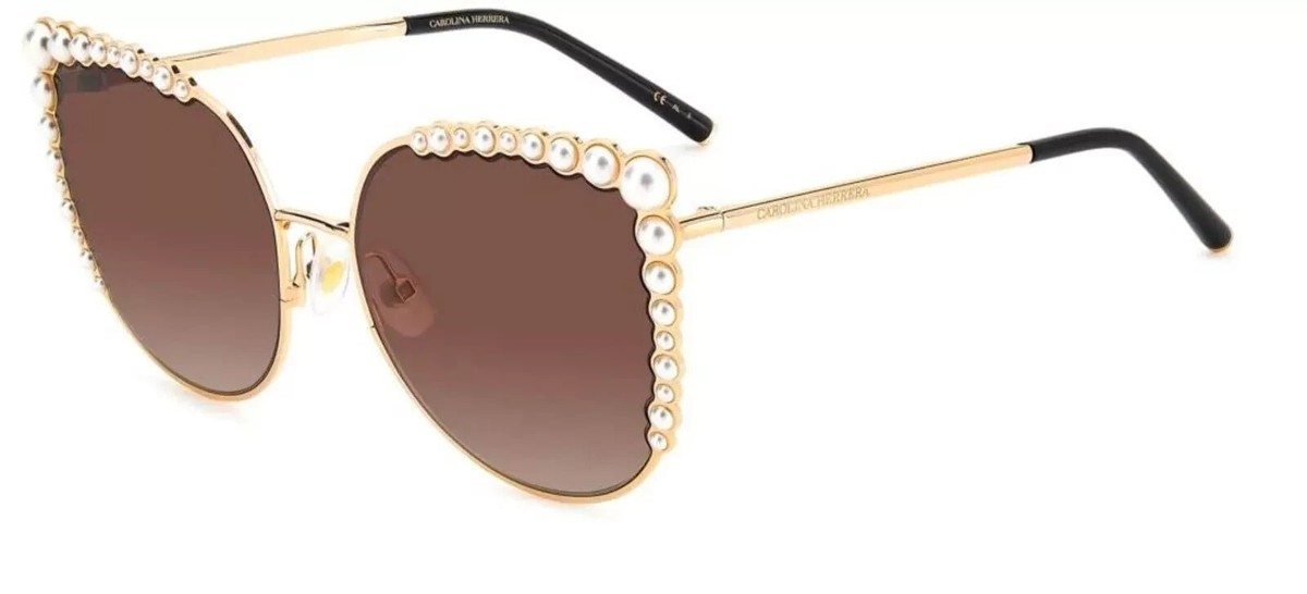 NWOT Caroline Herrera Logo Print Crystal Embellished Sunglasses With Case Carolina Herrera Crystal Bow Mixed-Media Square Sunglasses  main image 4