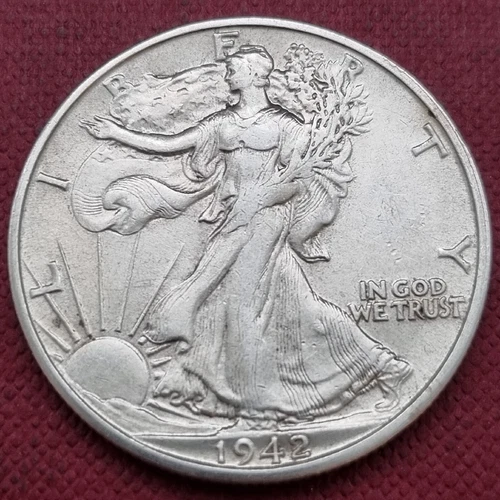 1942 S Walking Liberty Half Dollar 50c High Grade AU - UNC #59500