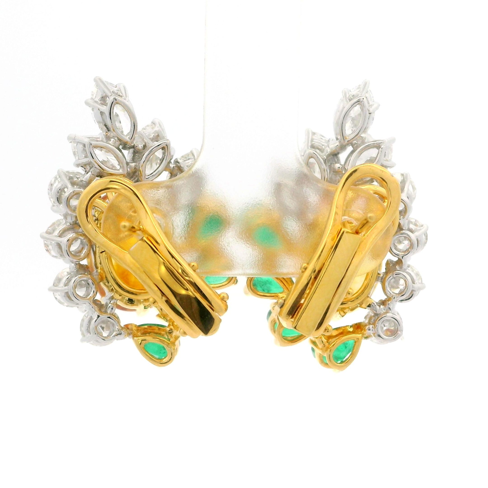 Elegant Platinum Gold GIA 16ctw Sapphire Emerald & Fiery Diamond Earrings image 6
