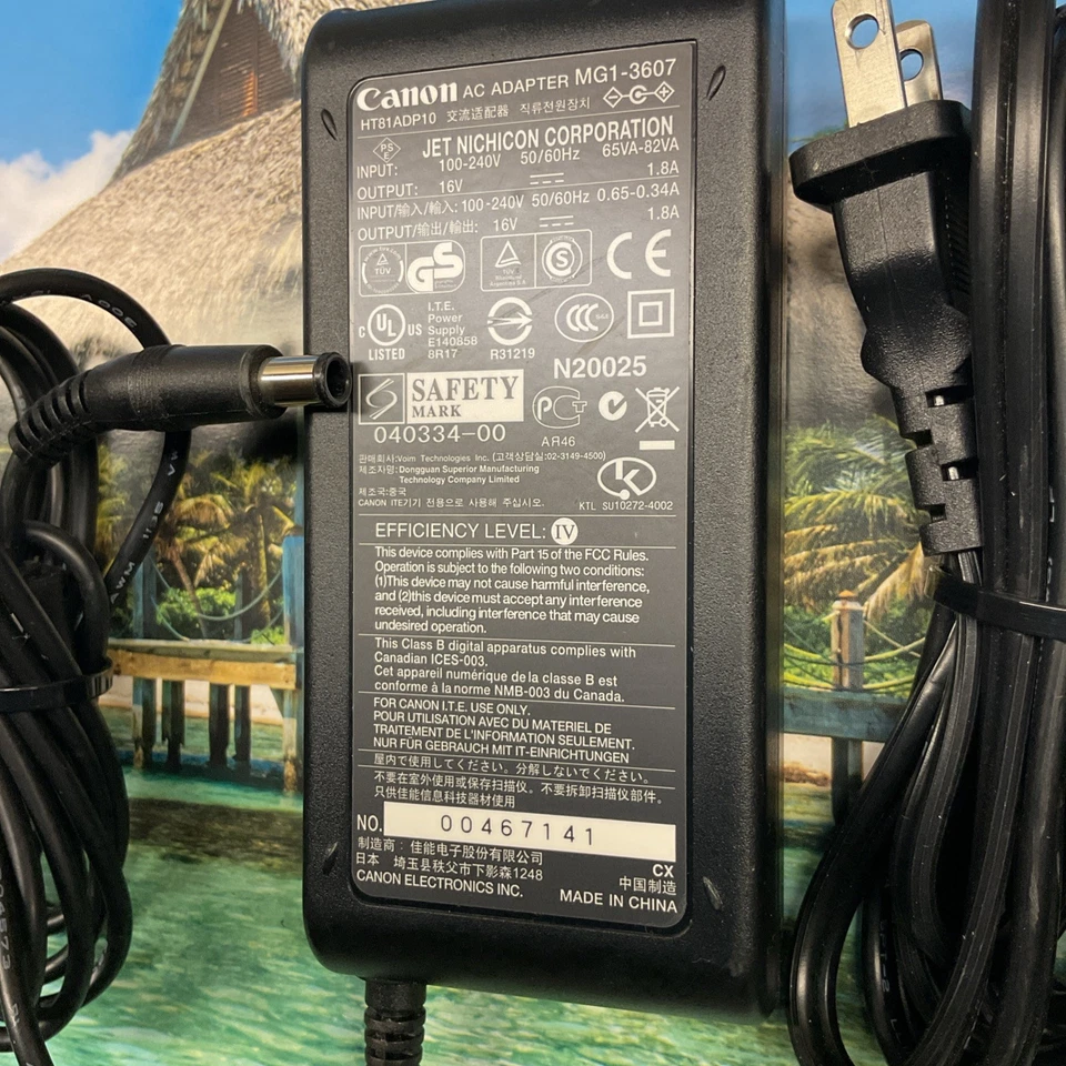 OEM Canon AC Adapter MG1-3607 DC 16V 1.8A HT81ADP10 WITH AC POWER CORD - Image 4 of 4