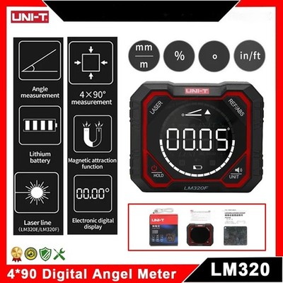 UNI-T LM320D/E/F Digital Laser Inclinometer 4x90° Angulo Meter Magnetic Base Pro