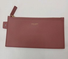 Saint Laurent Par s YSL Pink Leather Pouch Wallet Zipper Closure 8  x 4  