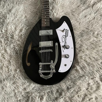 Black May Queen Semi Hollow Electric Guitar 6 String HH Pickup Vibrato Bridge