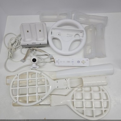 Wii Accessories Lot Nyko Charger Ubisoft Camera WC04 Remote Steering Wheel Etc