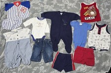 Vtg 80s 90s Baby Boy 10 Pc Lot 0-6M Romper Shorts Bodysuit Baseball Dino Dog