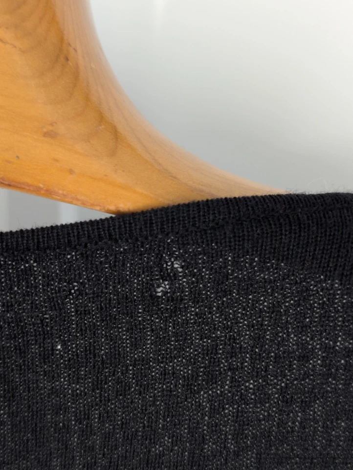 Colección Calvin Klein Vintage Abierta Negro Tejido Lana Rayón Mínimo Italia Grande Foto 4 de 4