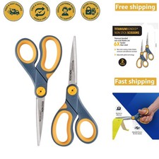 Versatile 8-Inch Craft & Fabric Scissors - Non-Stick Titanium Blades, 2-Pack