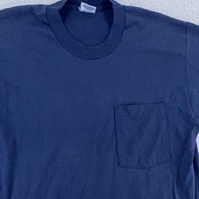 Vintage BVD Pocket Tee Blank T-Shirt Medium Blue Made USA