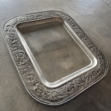 Pottery Barn Medena Collection Rectangular Silver Food Platter 20”x17.5” Vintage