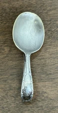 VINTAGE 1881 ROGERS ONEIDA LTD SILVERPLATE CURVED HANDLE BABY FEEDING SPOON