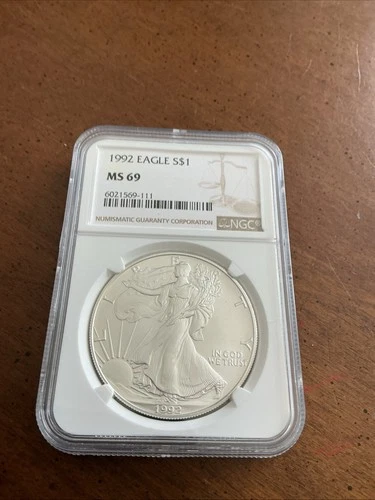 1992 $1 American Silver Eagle NGC MS69 Brown Label