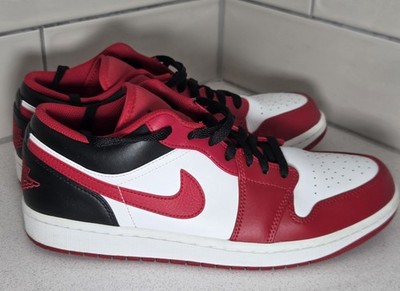 Jordan 1 Low  Bulls  White/Black/Gym Red 553558-163- Size 10.5