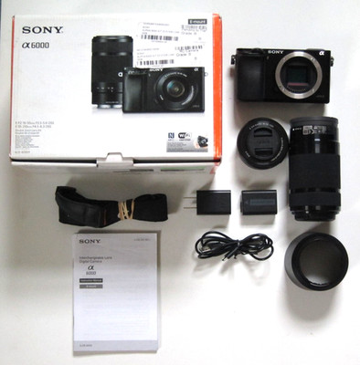 Sony Alpha a6000 24.3MP Digital Camera - Black (Kit with 16-50mm & 55-210mm Zoom