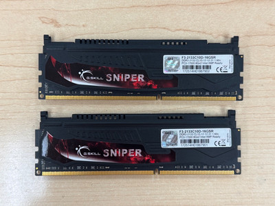 A G.SKILL Sniper F3-2133C10D-16GSR 16GB Kit (2 x 8GB) DDR PC4-17000 w/ XMP 1.60v