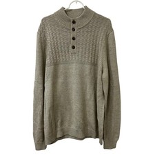 Tommy Bahama Mens Size Large Beige Henley Knit Pullover Sweater Preppy Fall