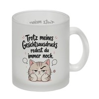 Glas Tasse Katze Spruch - Kaffee Tee Und Kakao Trinkglas Mit Spruch: Trotz
