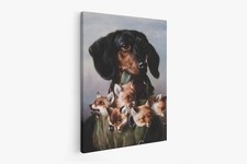 Carl Reichert/Dachshund with young forests,1895/Canvas Wall Art Picture Print