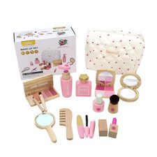 Wooden Pretend Play Makeup Toys Simulation Cosmetics Set Girls Play Hairdressing