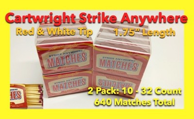(2 x 320 per Pack) 640 Total! Cartwright Penny Strike Anywhere Matches