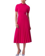 Carolina Herrera Mock Neck Pleated Knit Dress Women's Pink Xl