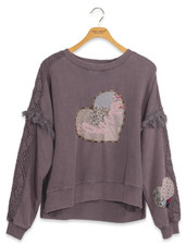 Ladies' Simply Southern Fringe Love Sweatshirt Dark Grey